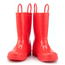 Kids New Fashion Orange Red Color Waterproof Nature Material  Rain Boots Easy-on Handles Shoes